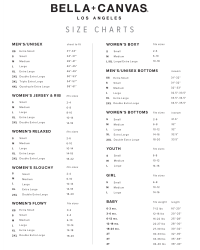 Bella Canvas Toddler Size Chart